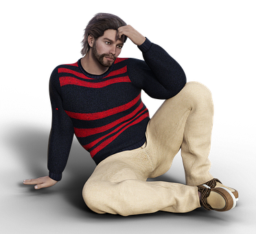 Fashionable Manin Striped Sweaterand Khakis PNG image