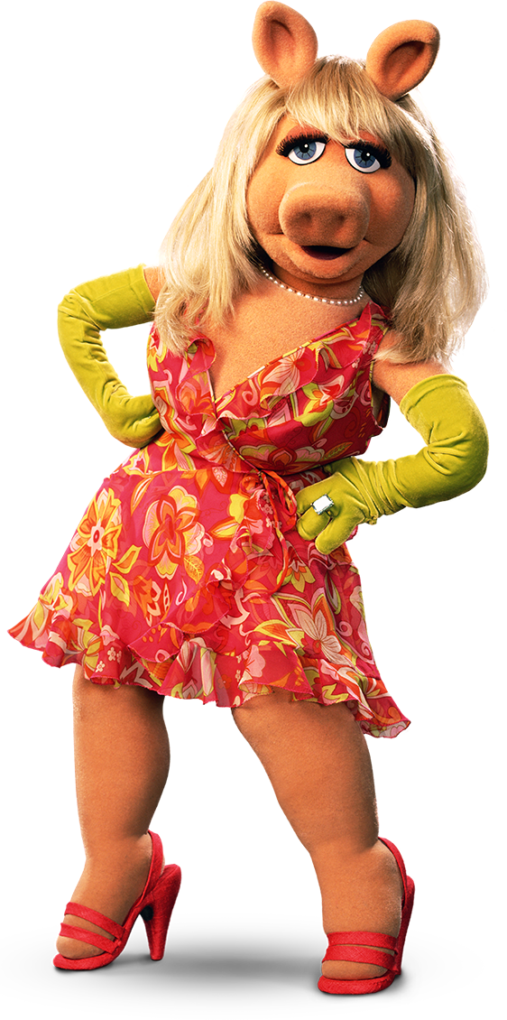 Fashionable Pig Character Floral Dress PNG image