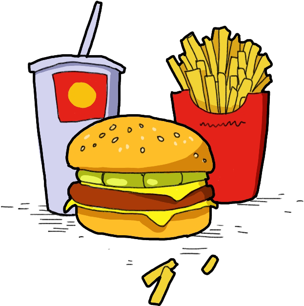 Fast Food Combo Cartoon Illustration PNG image