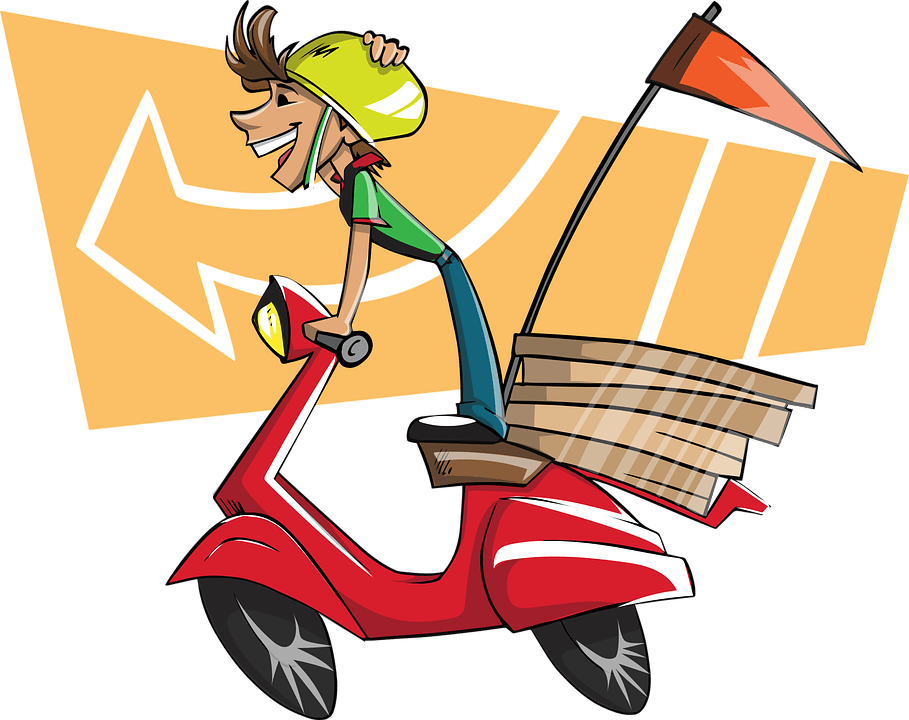 Fast Food Delivery Scooter Cartoon PNG image