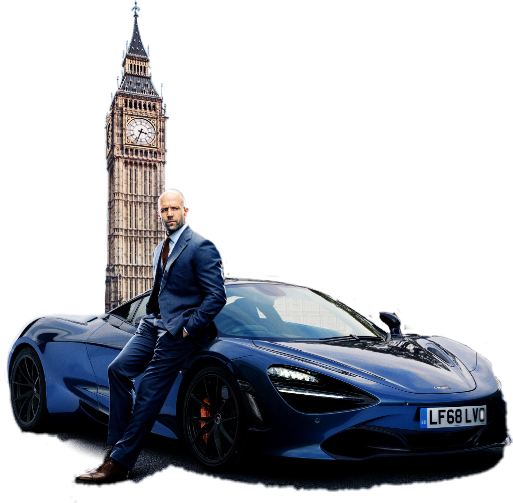 Fast Furious Blue Supercarand Suited Man PNG image