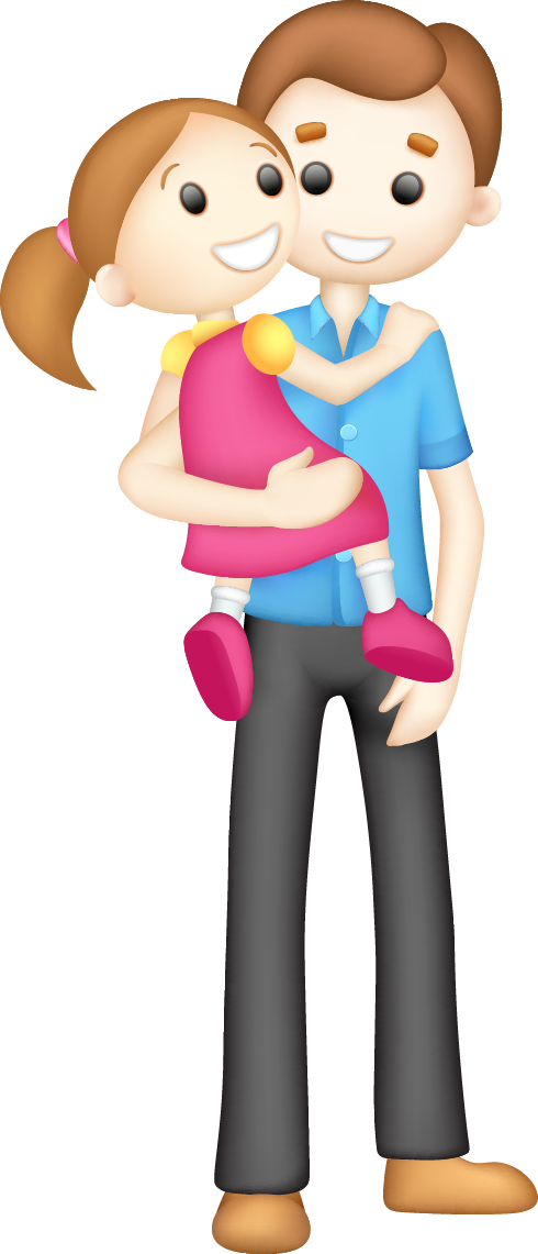 Father Holding Young Daughter Cartoon PNG image
