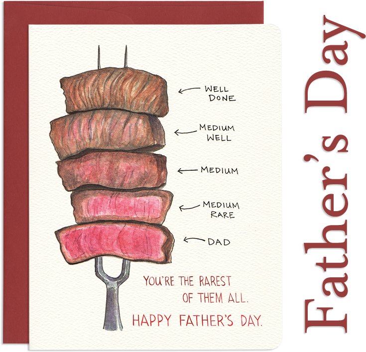 Fathers Day Steak Doneness Card PNG image
