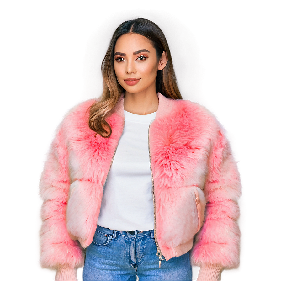 Faux Fur Bomber Jacket Png Cnm6 PNG image