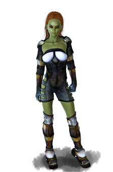 Female Alienin Futuristic Armor PNG image