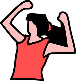 Female Athlete Silhouette Flexing Muscles PNG image