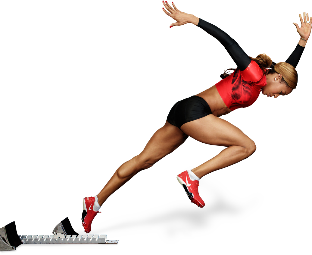Female Athlete Sprinting Start PNG image