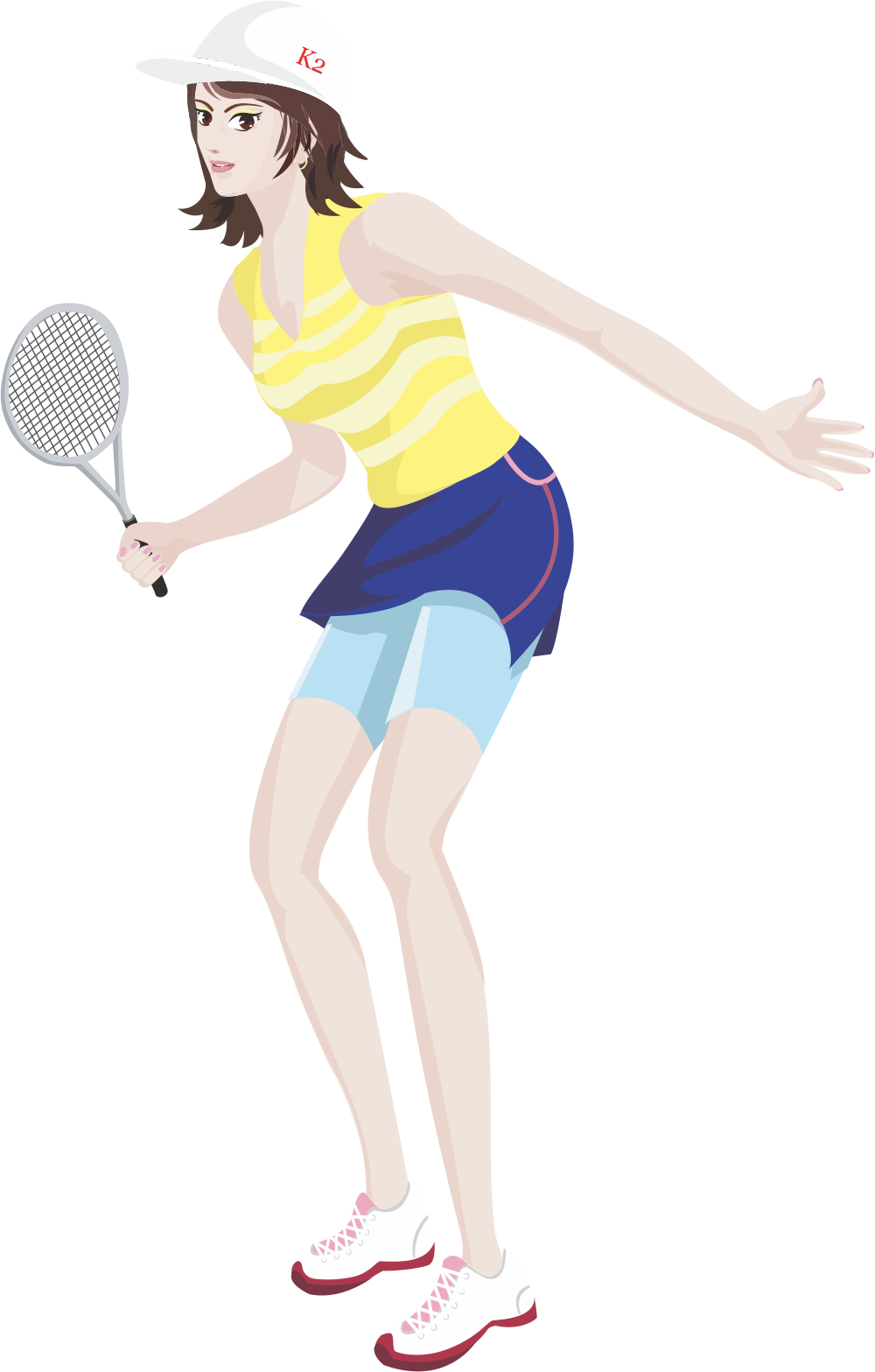 Female Badminton Player Action Pose PNG image