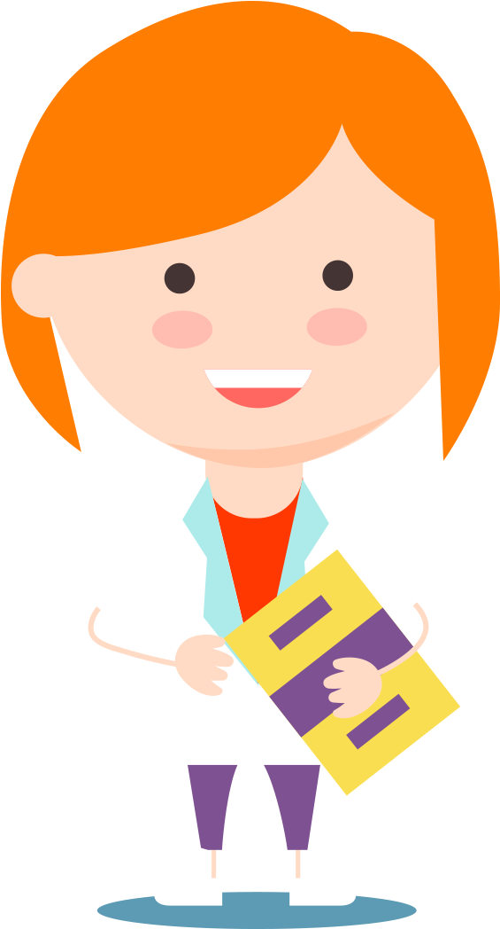 Female Cartoon Scientist Holding Book PNG image