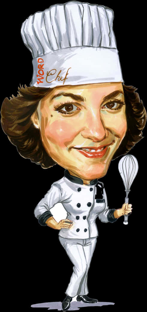Female Chef Caricature Artwork PNG image