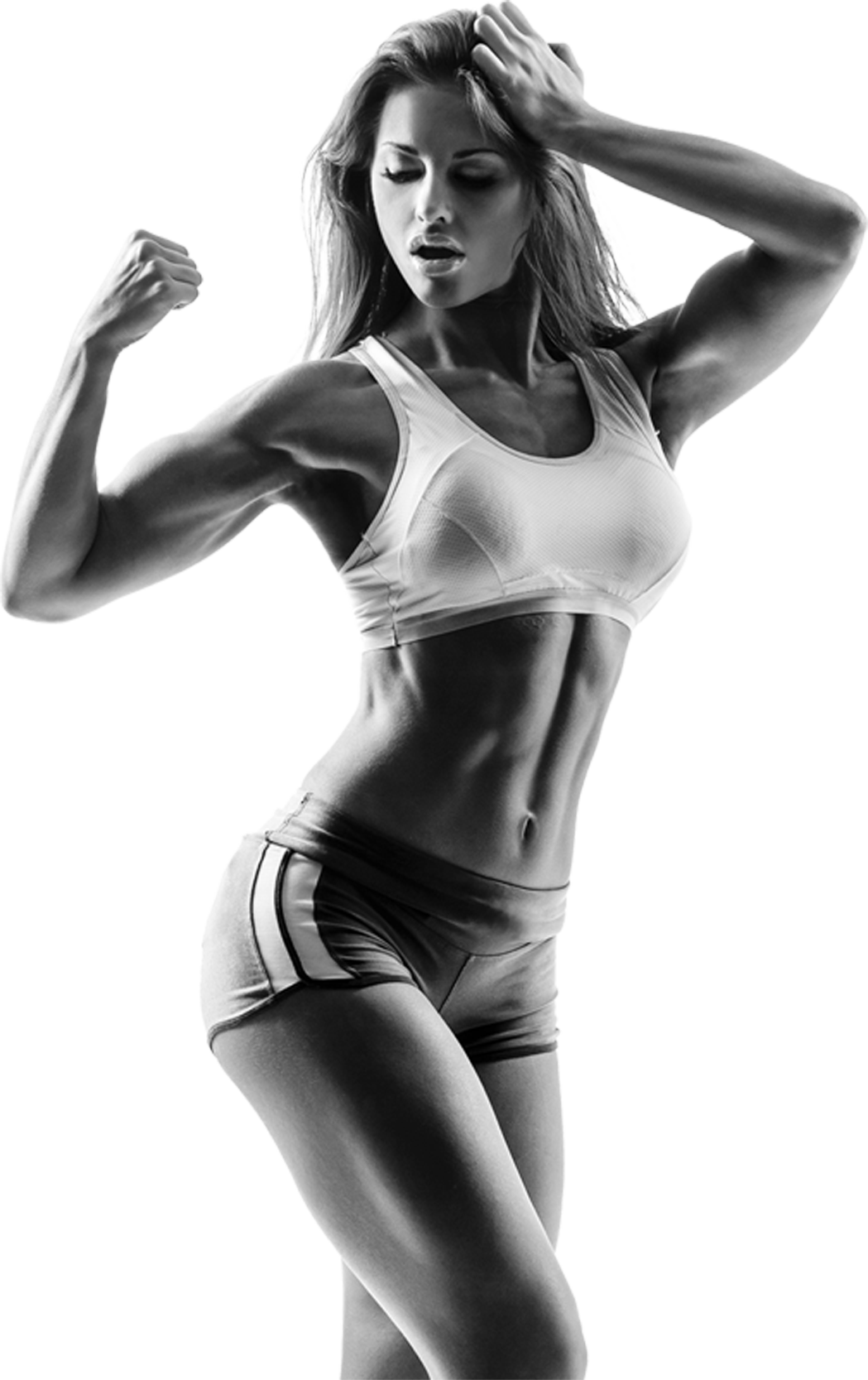 Female Fitness Model Showing Muscles PNG image