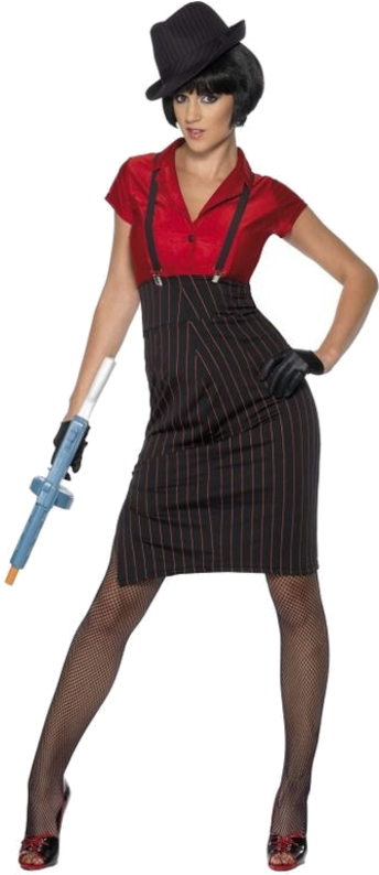Female Gangster Costume Pose PNG image