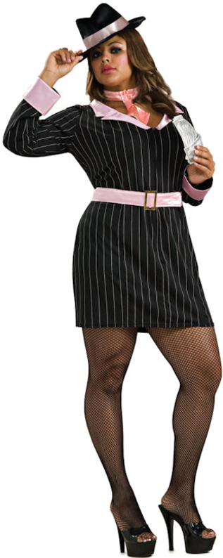 Female Gangster Costume Pose PNG image