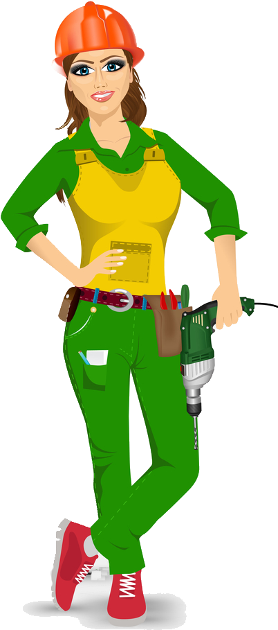 Female Handyman With Drill PNG image