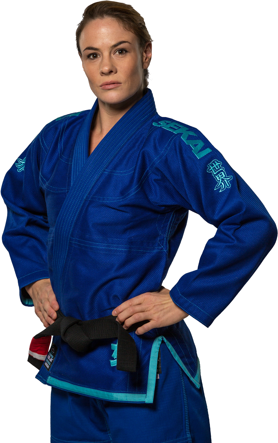 Female Jiu Jitsu Practitionerin Blue Gi PNG image