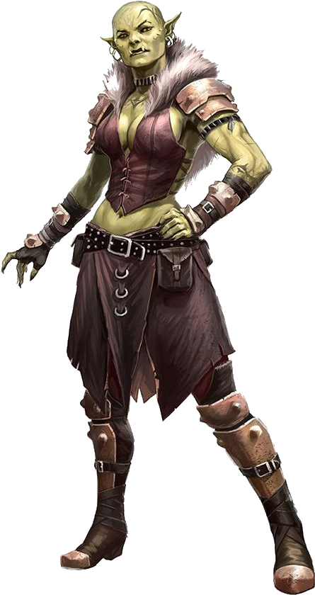 Female Orc Warrior Fantasy Art PNG image