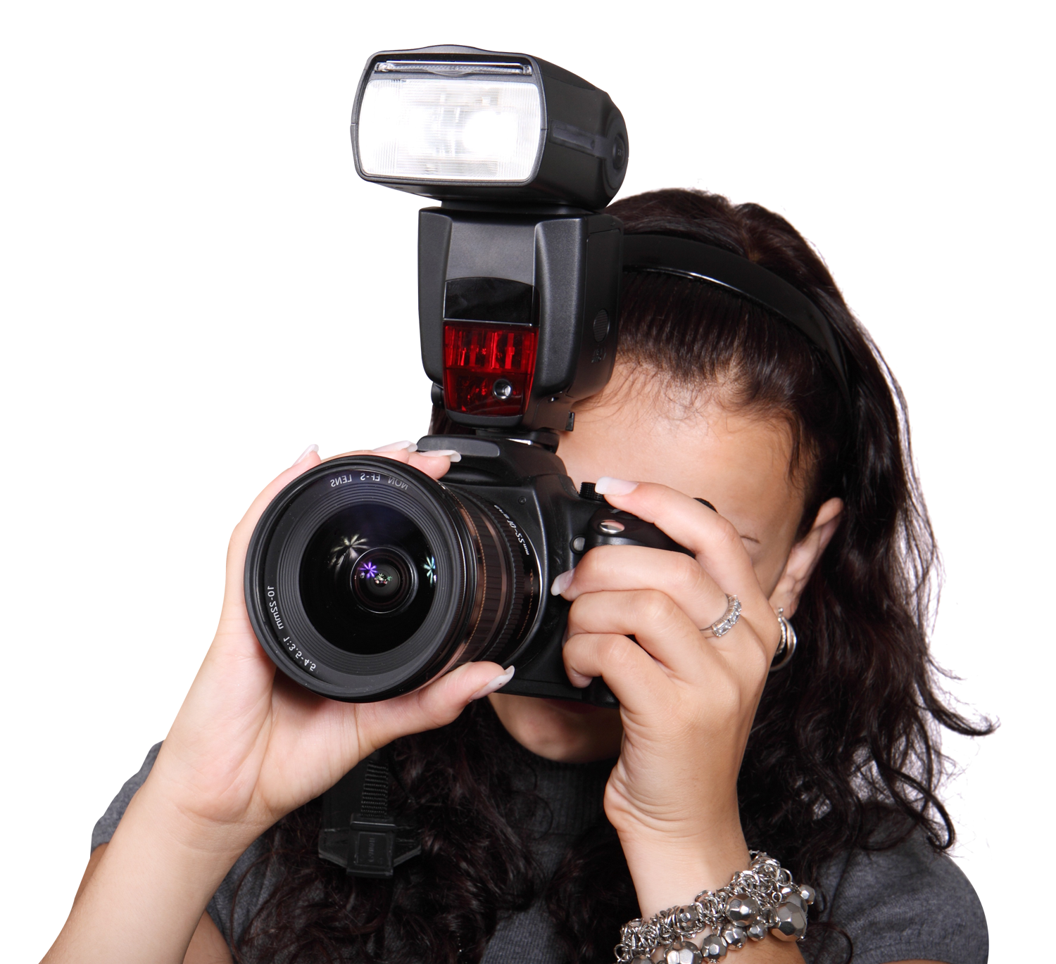 Female_ Photographer_ With_ Camera_ Flash PNG image