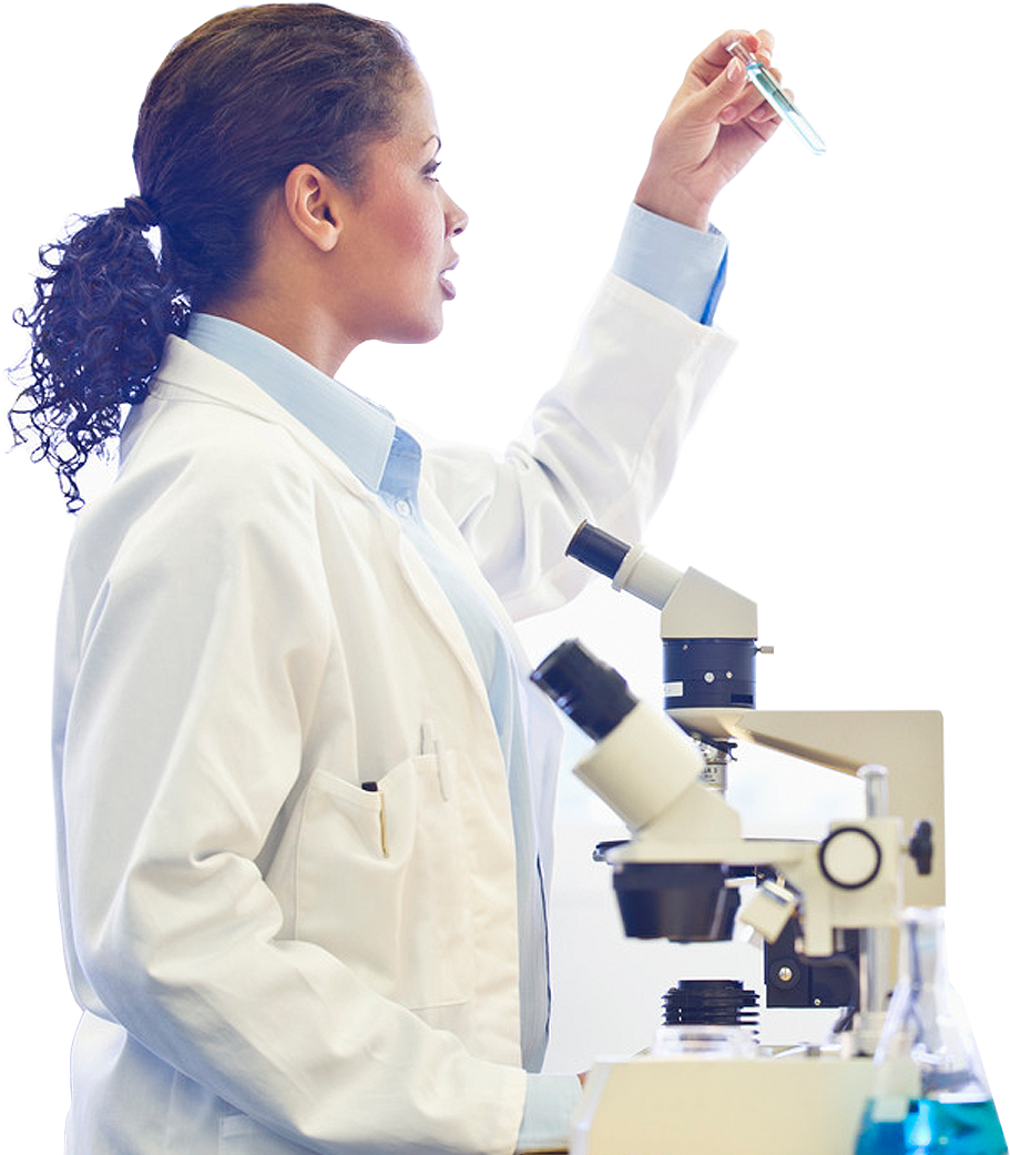 Female Scientist Examining Sample PNG image