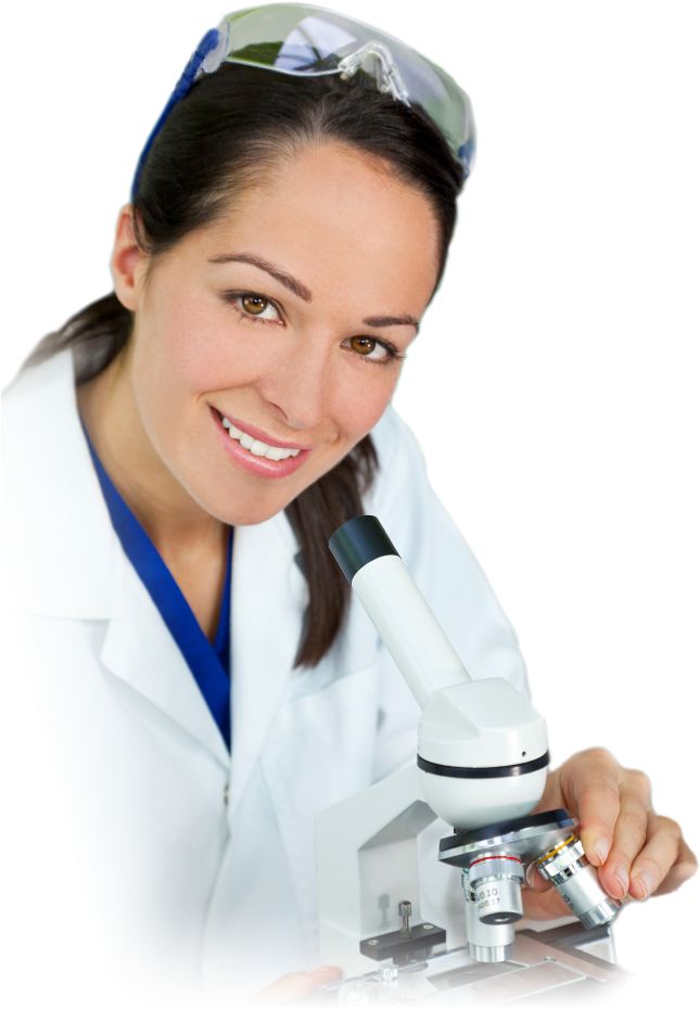 Female Scientist Using Microscope PNG image