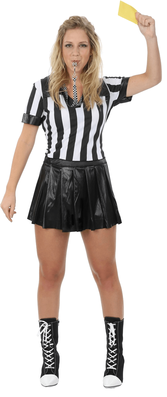 Female Soccer Referee Yellow Card PNG image