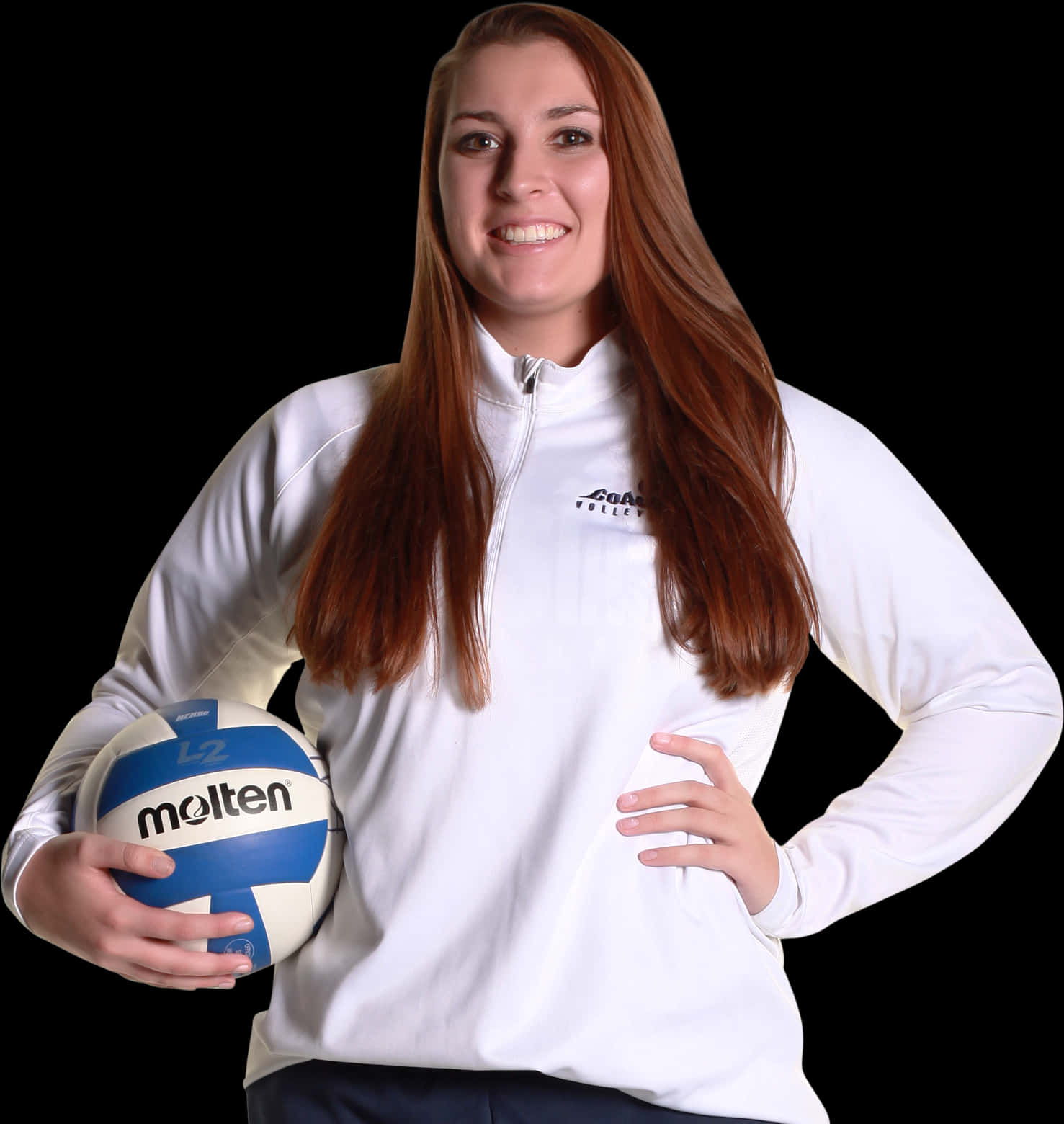 Female Volleyball Player Portraitwith Ball PNG image