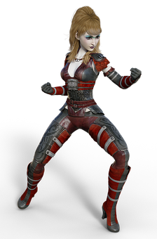 Female Warrior Pose_ Animated Character PNG image