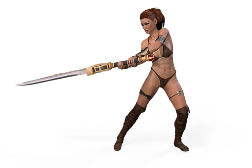 Female_ Warrior_with_ Spear PNG image