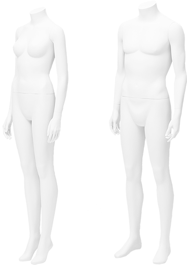 Femaleand Male Mannequins Standing PNG image