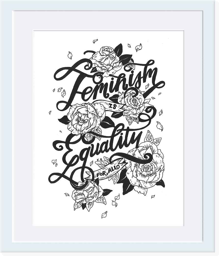 Feminism Equality Floral Artwork PNG image