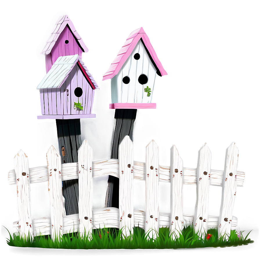 Fence With Birdhouses Png 4 PNG image