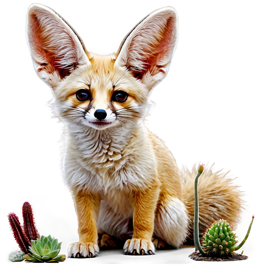 Fennec Fox With Cactus Plants Png Cko27 PNG image