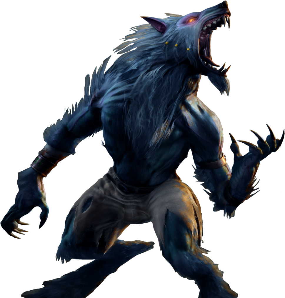 Ferocious Blue Werewolf Artwork PNG image