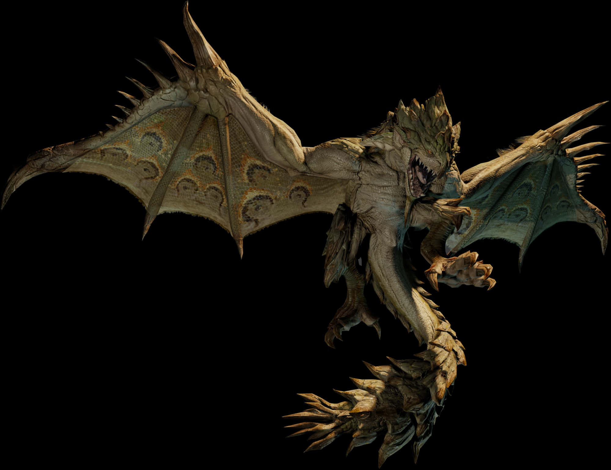 Ferocious_ Dragon_ Midflight PNG image