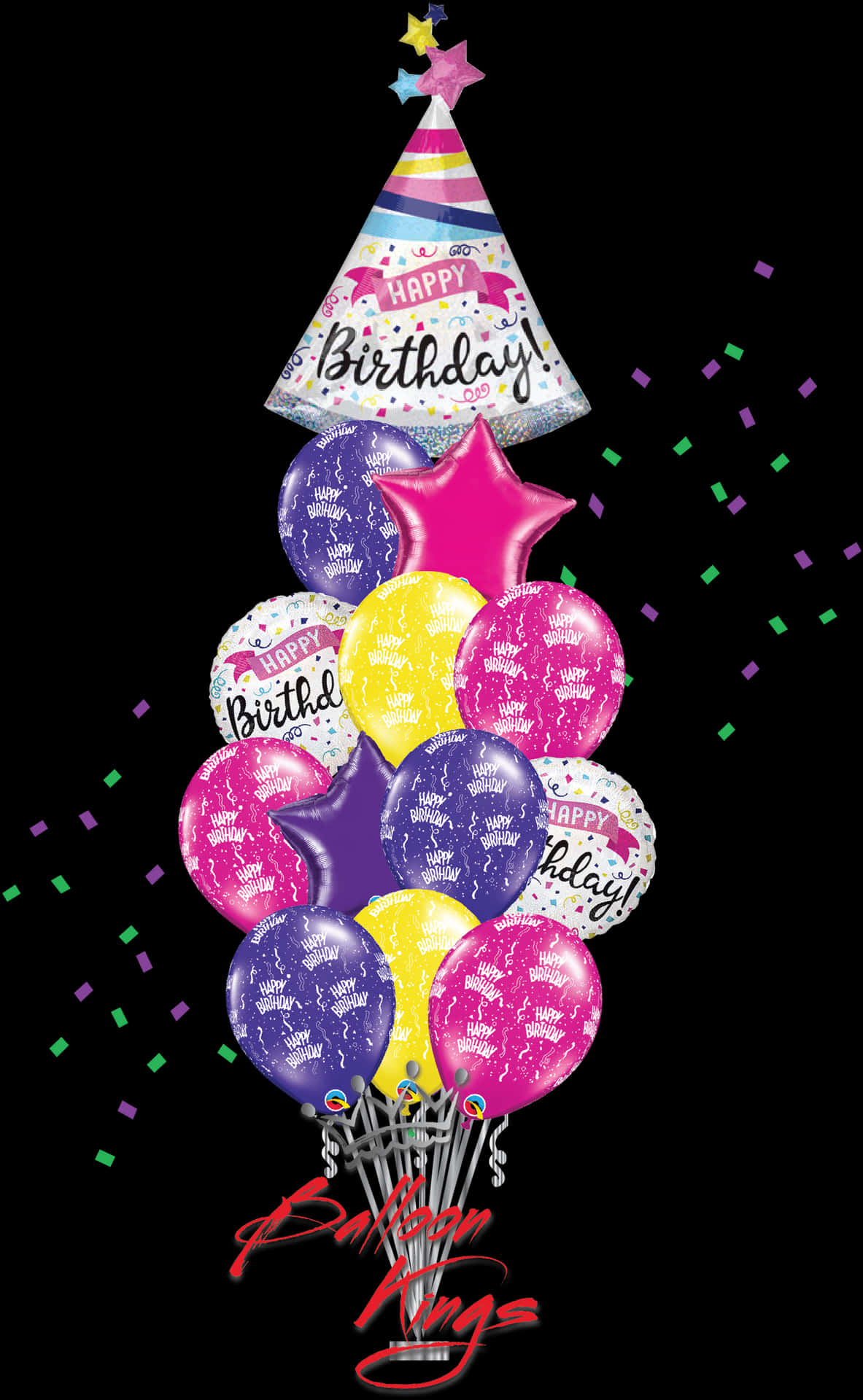 Festive Birthday Hatand Balloons PNG image