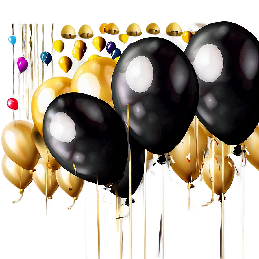 Festive Celebration Black Gold Balloons Png Sow PNG image