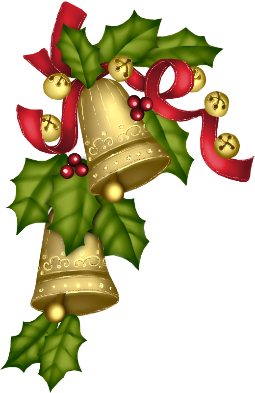 Festive Christmas Bellswith Hollyand Ribbon PNG image