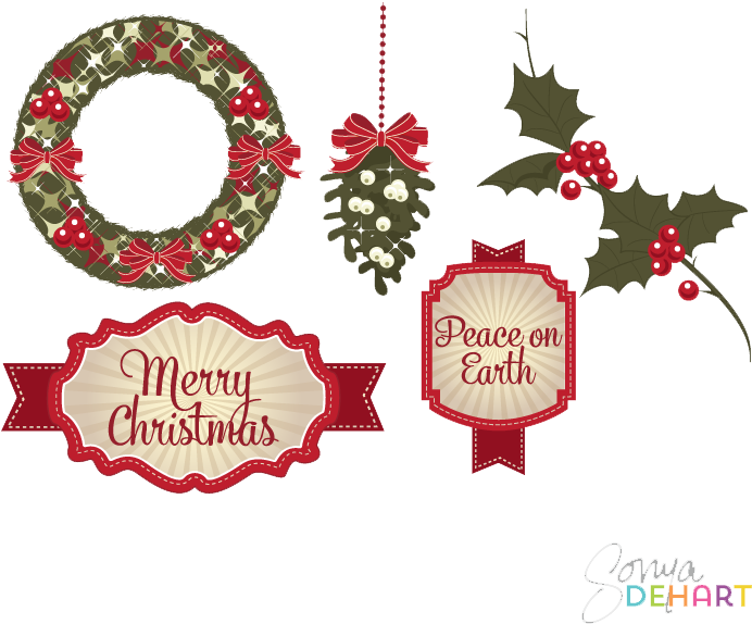 Festive Christmas Decorations Clipart PNG image