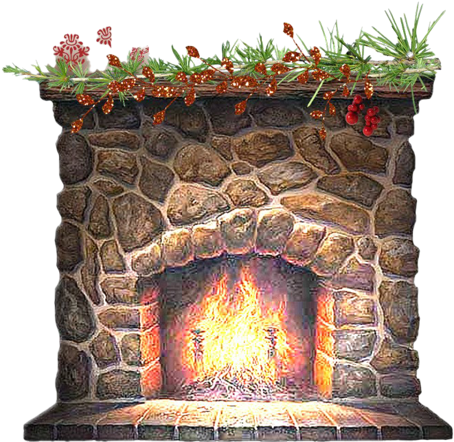 Festive Christmas Fireplace Clipart PNG image