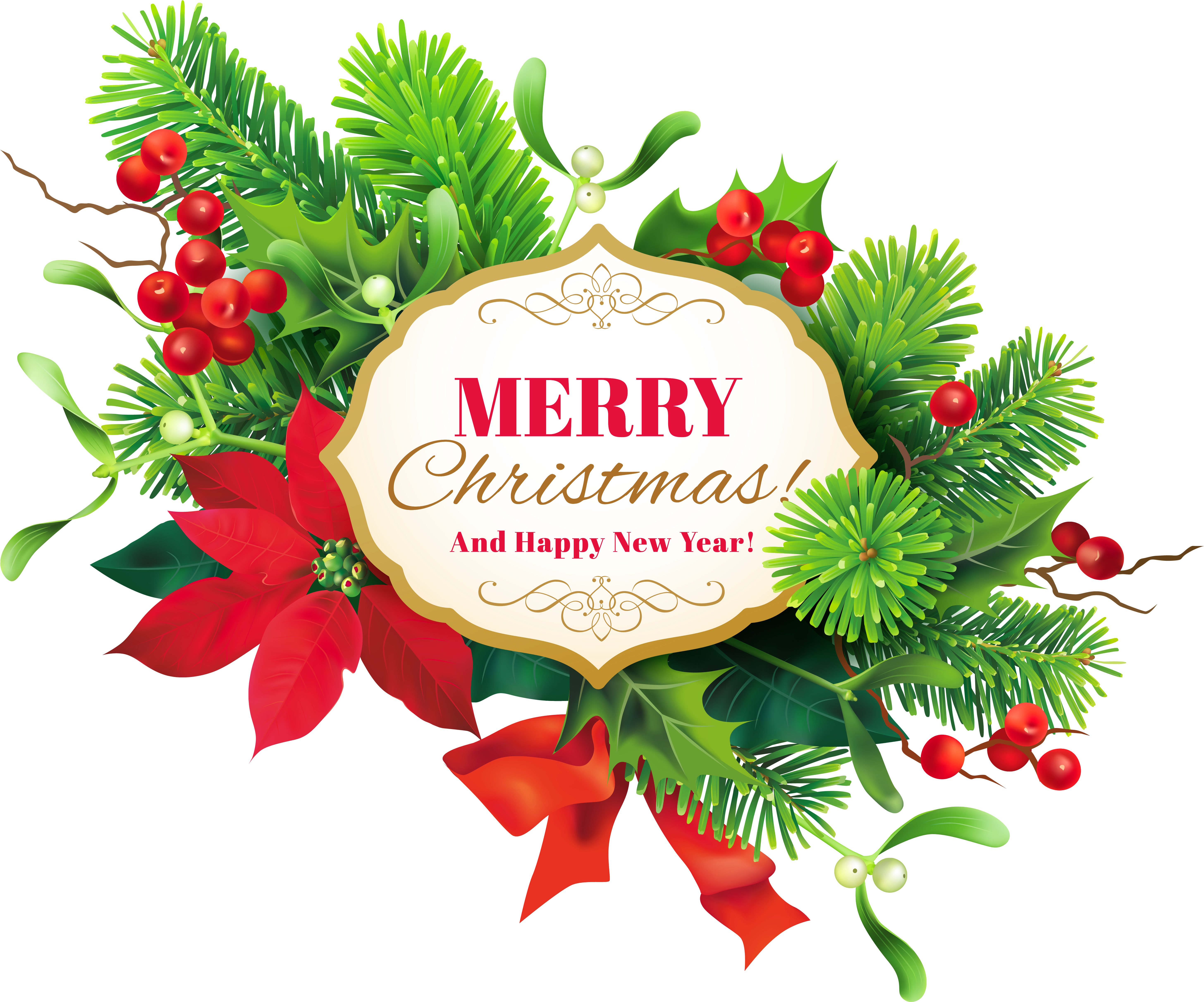 Festive Christmas New Year Greeting PNG image