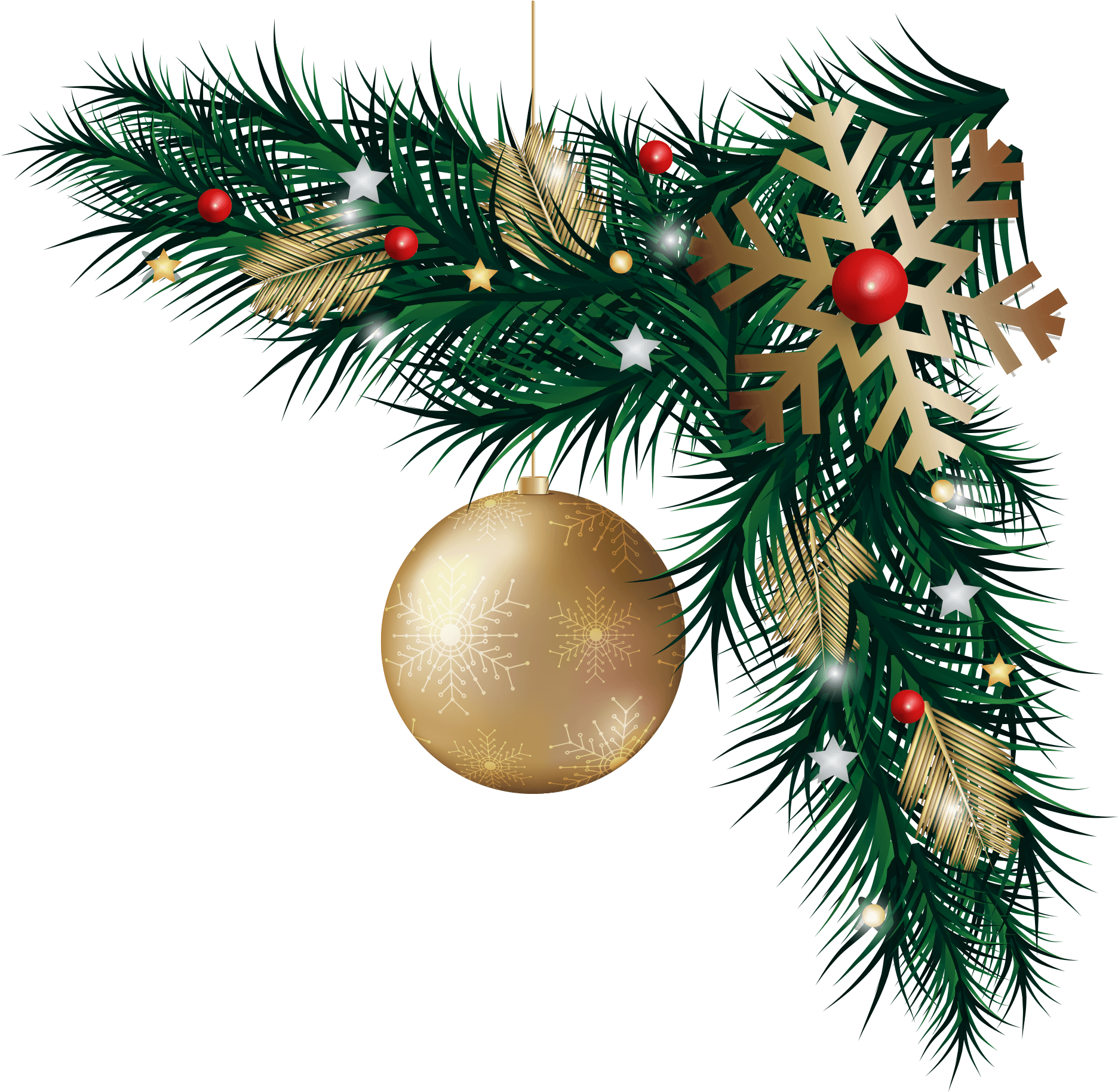 Festive Christmas Ornamentand Pine Garland PNG image