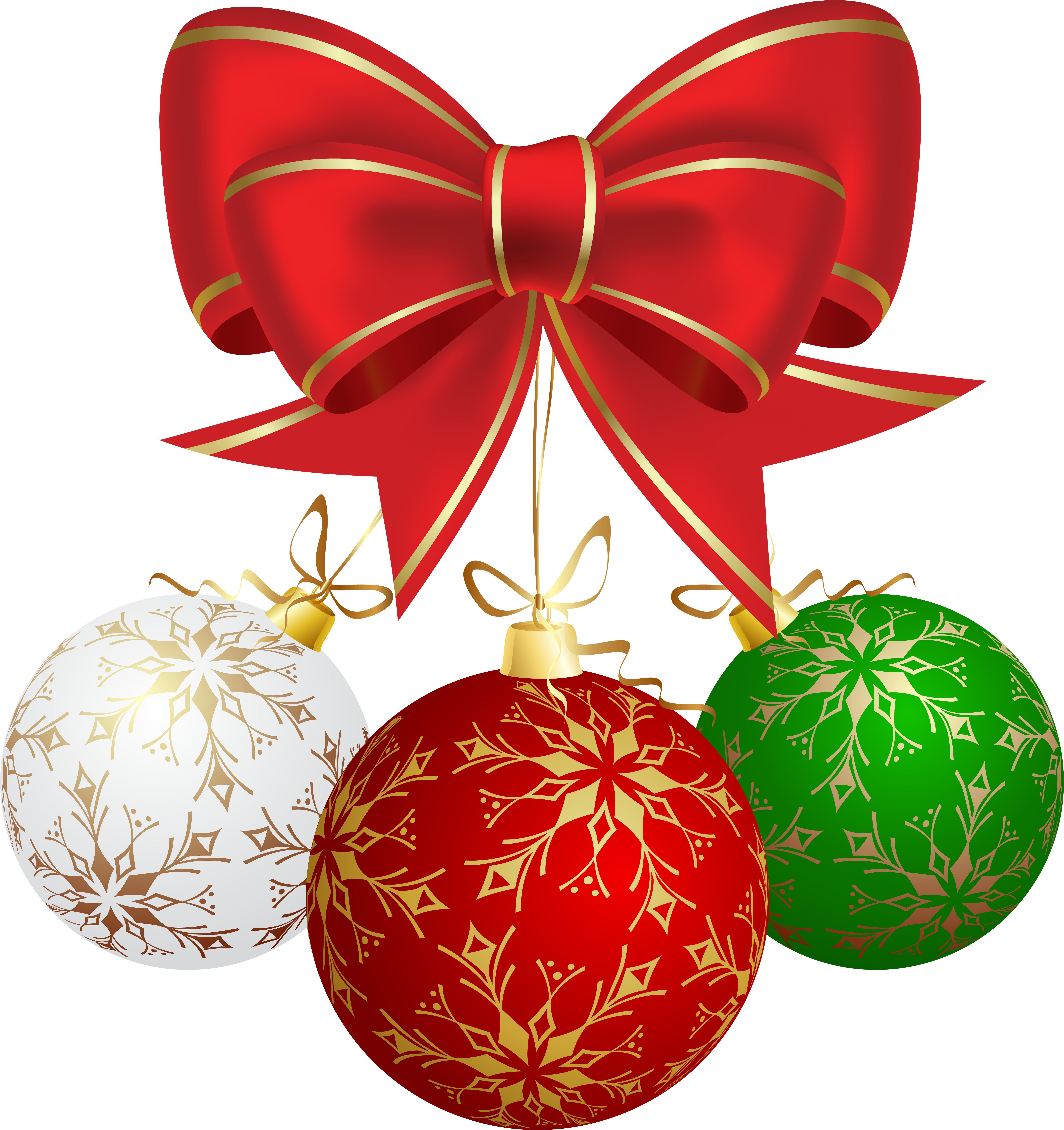 Festive Christmas Ornamentswith Red Bow PNG image