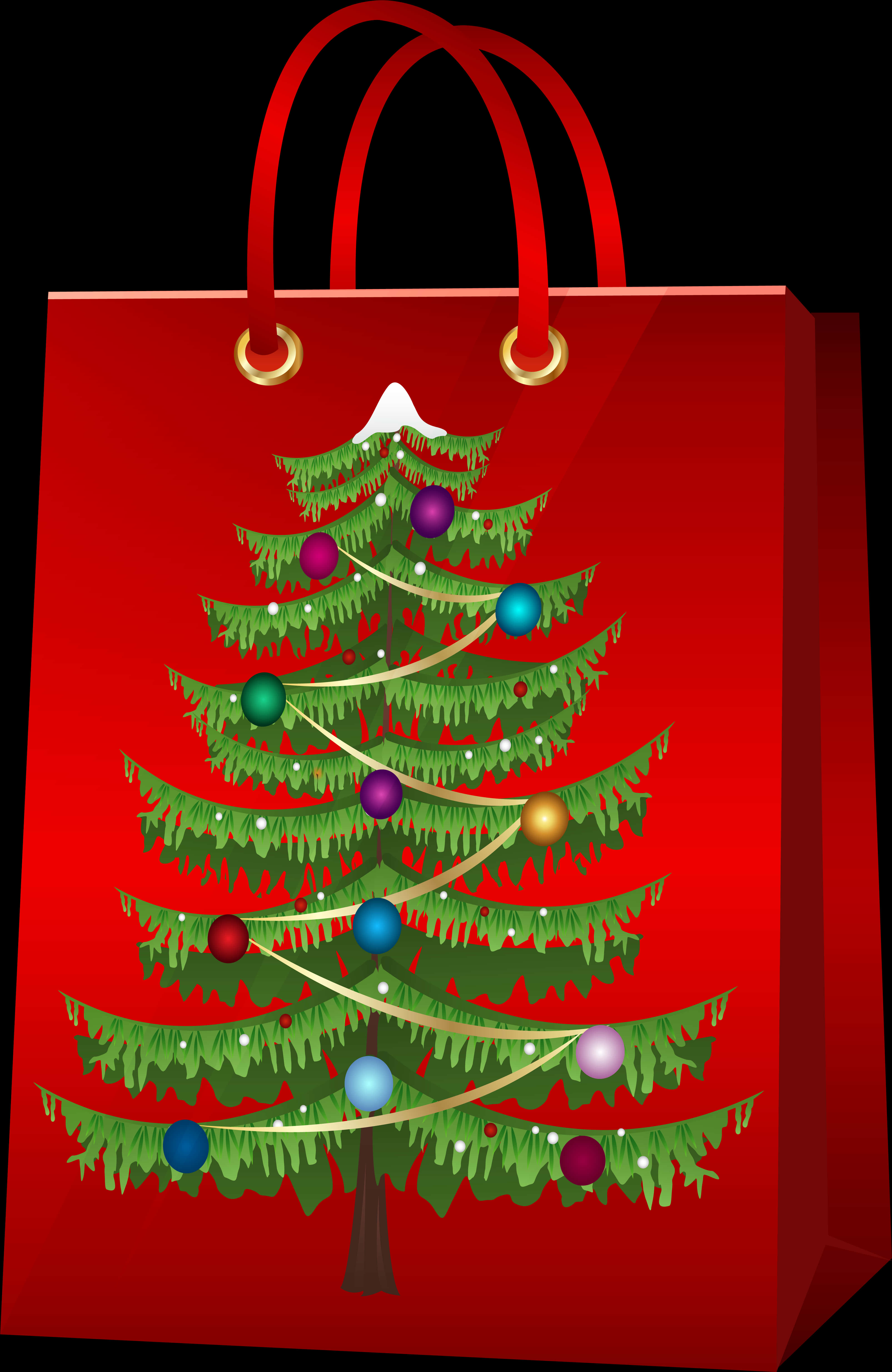 Festive Christmas Tree Gift Bag PNG image