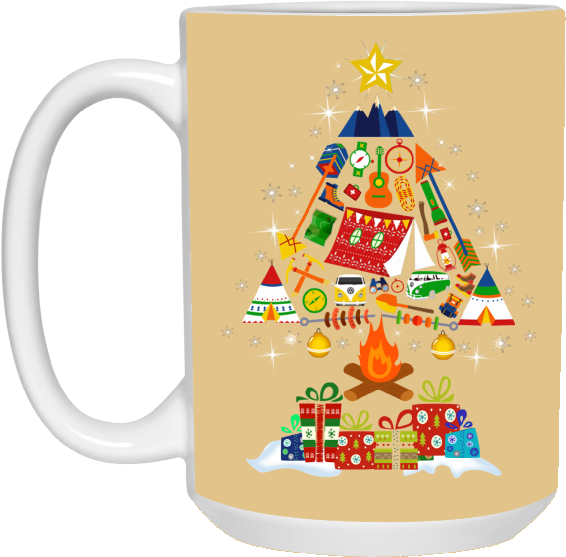 Festive Christmas Tree Mug Design PNG image