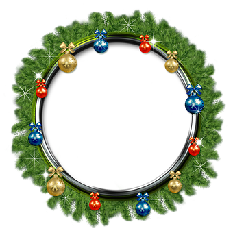 Festive Christmas Wreath Frame PNG image