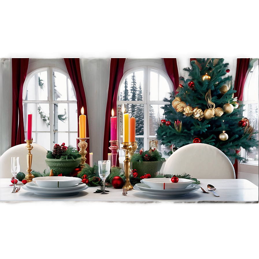 Festive Dining Room Decorations Png 06262024 PNG image