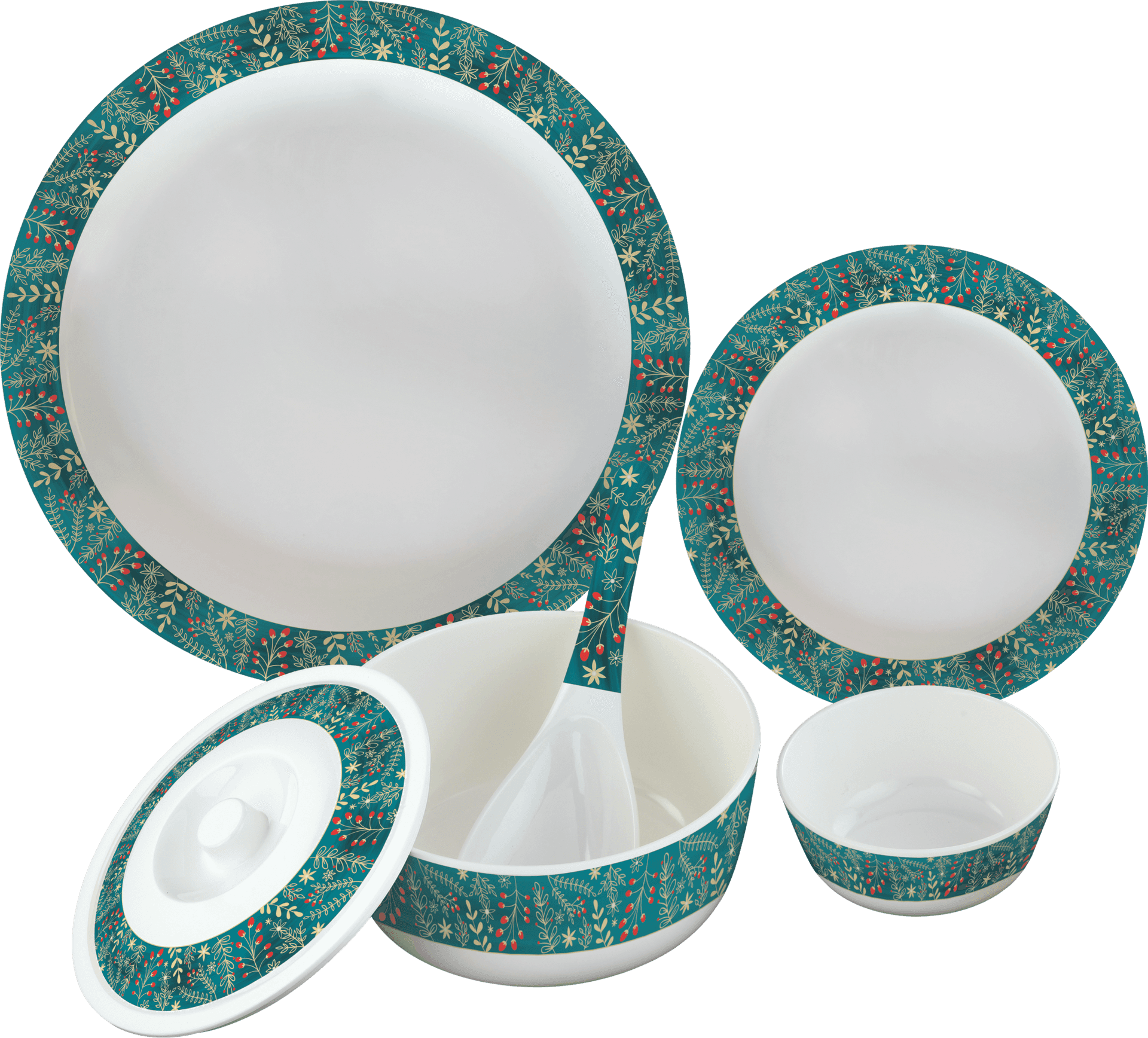 Festive Dinnerware Set PNG image