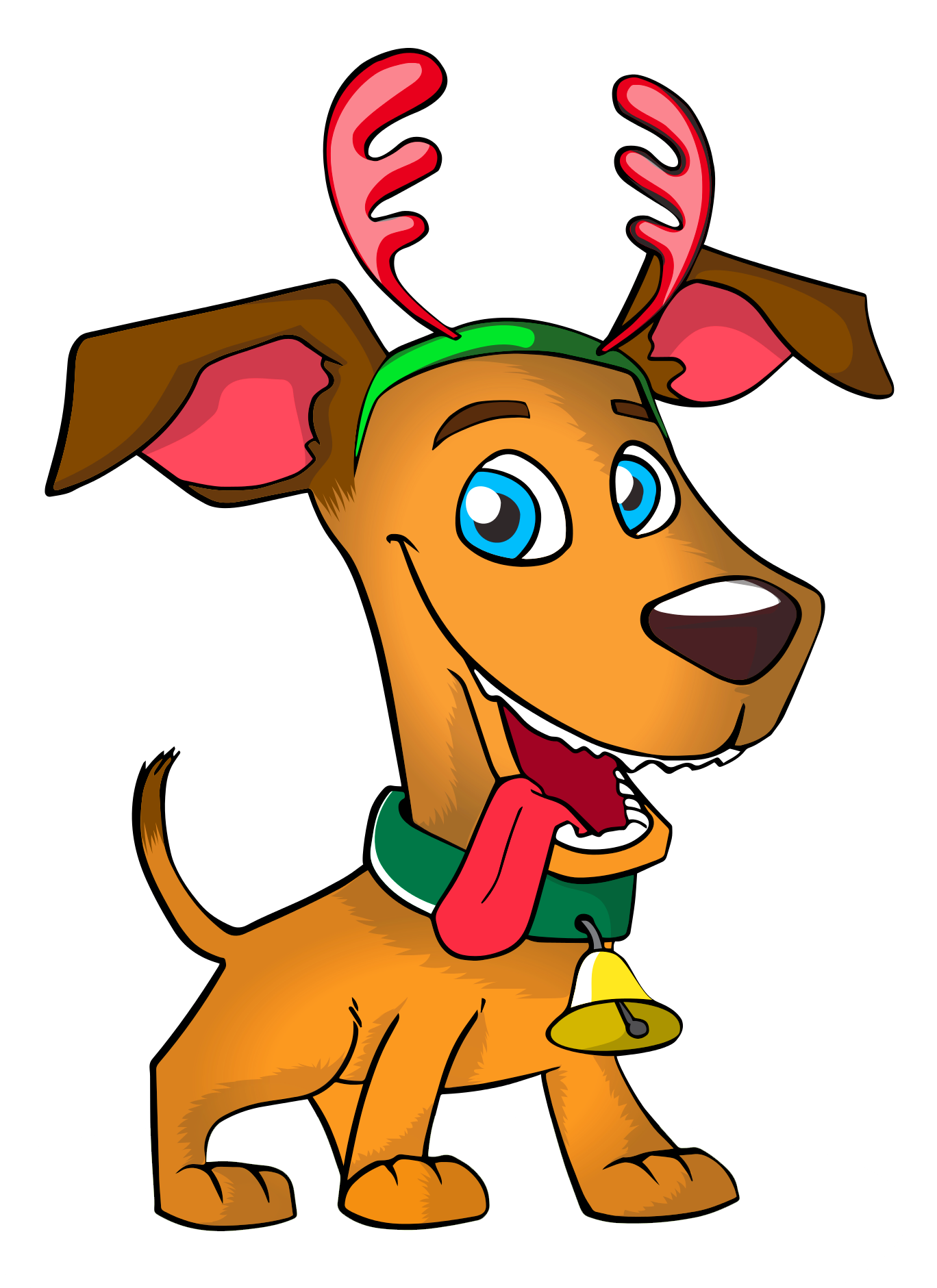 Festive Dog Cartoon Reindeer Antlers PNG image