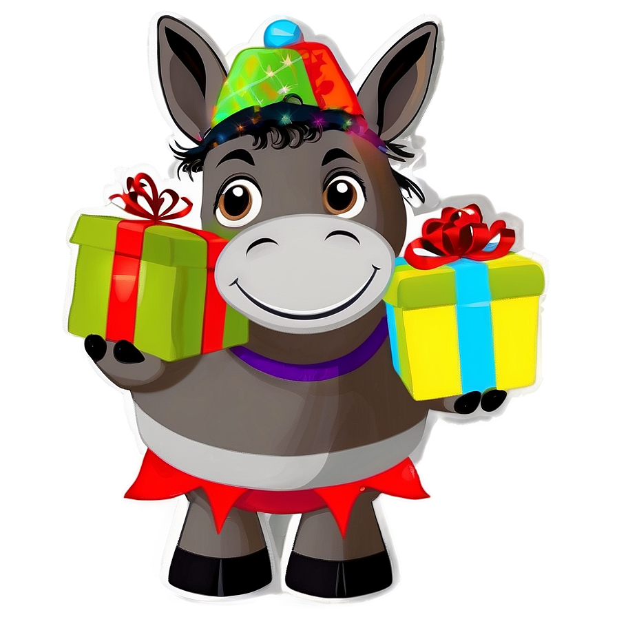 Festive Donkey With Presents Png Oqk35 PNG image