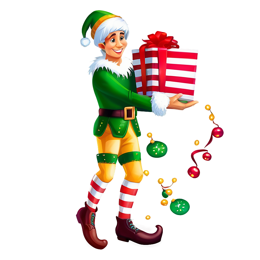 Festive Elf With Gifts Png 35 PNG image