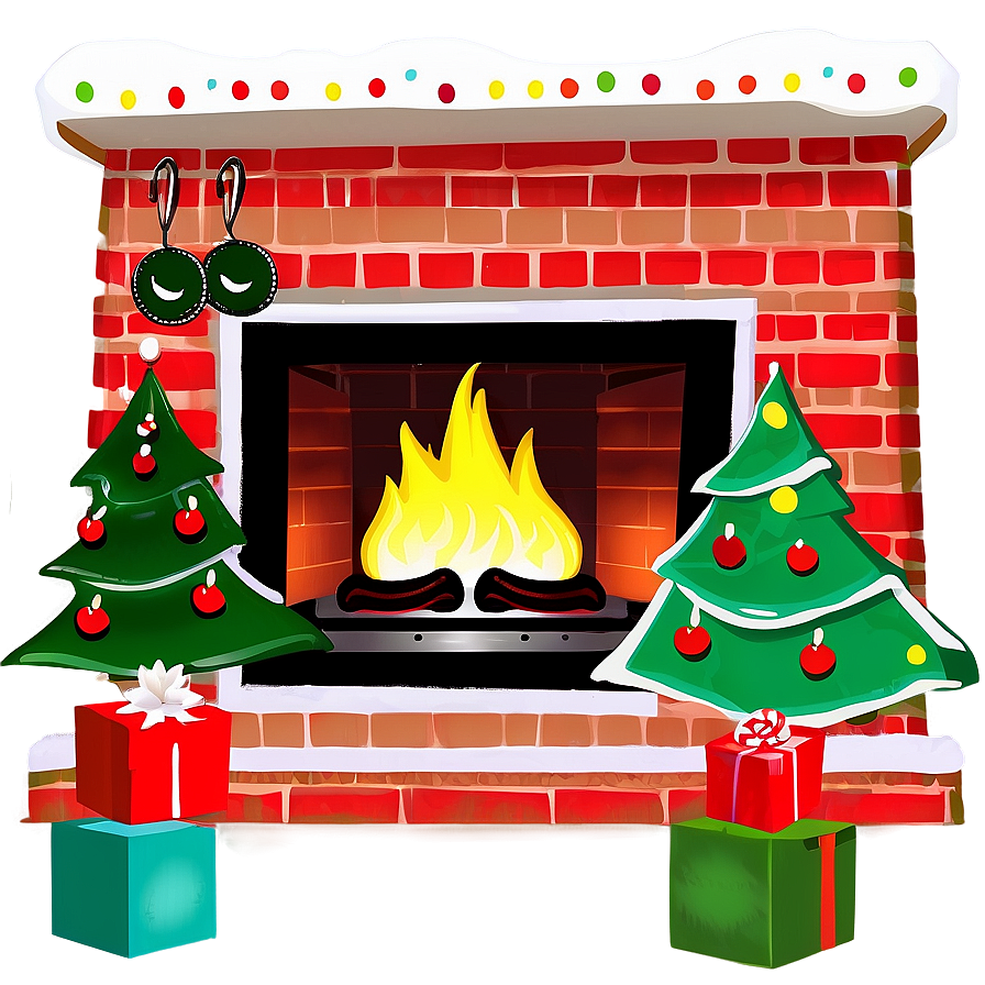 Festive Family Christmas Fireplace Png Woe76 PNG image